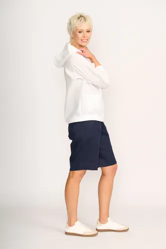 Model wearing White Jacket - Relaxed, Zip Front By Preen Available at Beetees Nelson